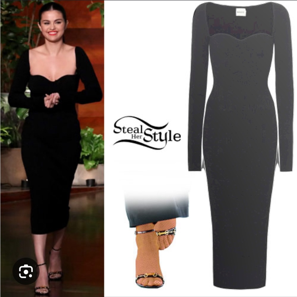 Khaite The Beth Knit Bustier Long Sleeve Dress Small Black